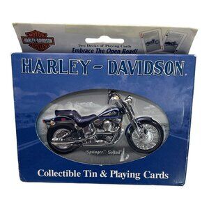 Harley-Davidson Playing Cards Collectible‎ Tin Set Springer Softail Blue
